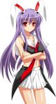  absurdres animal_ears bunny_ears bunny_tail crossed_arms highres long_hair midriff necktie oyu_no_kaori pleated_skirt purple_hair red_eyes reisen_udongein_inaba skirt solo tail touhou transparent_background 