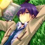  bad_id book highres male necktie noda_(angel_beats!) purple_eyes purple_hair reading school_uniform short_hair usa_(cubic) violet_eyes 