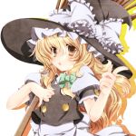  blonde_hair bow braid broom gotou_nao hair_bow hat kirisame_marisa long_hair lucie solo touhou witch witch_hat yellow_eyes 