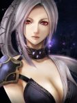  bust character_reques character_request cleavage earrings grey_hair highres jewelry lips long_hair red_eyes selene_(trinity_souls_of_zill_o'll) selene_(trinity_souls_of_zill_oâ€™ll) source_request trinity_souls_of_zill_o'll trinity_souls_of_zill_oâ€™ll yuuki_kira zill_o'll 