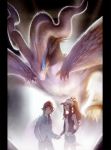  brown_hair epic hand_holding hat holding_hands kitsunen_(kitune_n) kitunen long_hair pillarboxed pokemon pokemon_(game) pokemon_black_and_white pokemon_bw reshiram touko_(pokemon) touya_(pokemon) 