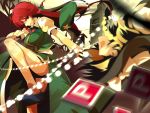  1280x960 blonde_hair braids breasts china_dress chinadress chinese_clothes chinese_dress clock clock_tower danmaku hat hong_meiling immaterial_and_missing_power kirisame_marisa long_hair power-up powerup red_eyes red_hair redhead ribbon ribbons surprise surprised the_embodiment_of_scarlet_devil touhou tower uki_(room_405) witch witch_hat yellow_eyes 