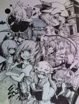  bad_id bat blonde_hair book cirno clenched_teeth coco_maru crossed_arms everyone fang flandre_scarlet hands_clasped hong_meiling izayoi_sakuya knife multiple_girls open_book patchouli_knowledge remilia_scarlet rumia smile the_embodiment_of_scarlet_devil touhou traditional_media youkai 