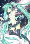  bridal_gauntlets detached_sleeves digital_dissolve funnyfunny green_eyes green_hair hatsune_miku hatsune_miku_(append) long_hair marker_(medium) miku_append navel necktie open_mouth skirt solo sparkle thigh-highs thighhighs traditional_media twintails very_long_hair vocaloid vocaloid_append 