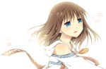  blush brown_hair crying crying_with_eyes_open jewelry key_(company) necklace open_mouth petals short_hair simple_background solo tears touon 
