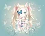  1280x1024 animal animal_ears blonde_hair blue_eyes butterfly catgirl dress fox_ears h2so4 island_of_horizon original ã¦ââ¨ã¦å“â€° 