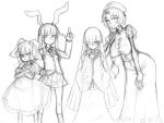  :3 houraisan_kaguya inaba_tewi jon_henry_nam monochrome reisen_udongein_inaba sketch touhou yagokoro_eirin 