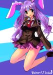  absurdres animal_ears blazer bunny_ears character_name highres kobanzame long_hair necktie pleated_skirt purple_hair red_eyes reisen_udongein_inaba rough skirt solo touhou 