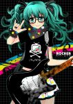  aqua_eyes aqua_hair guitar hatsune_miku rock_on rocker vocaloid 