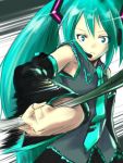  aqua_hair armpits charles_de_chromal detached_sleeves dokuromaru foreshortening green_eyes green_hair hands hatsune_miku long_hair lowres motion_blur necktie very_long_hair vocaloid 