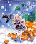  eri eri-noa halloween jack-o'-lantern original pumpkin solo striped striped_legwear striped_thighhighs thigh-highs thighhighs 