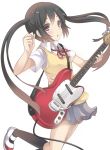 black_hair guitar instrument k-on! long_hair nakano_azusa plectrum school_uniform somnium twintails 