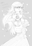  back_lace foreshortening jgwmgj lowres monochrome panty_&amp;_stocking_with_garterbelt panty_(character) panty_(psg) snow solo translation_request weapon 