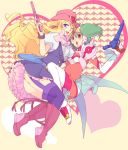  blonde_hair blue_eyes boots cosplay cowboy_hat dress frills green_hair hat headset heart jewelry macross macross_frontier macross_frontier:_itsuwari_no_utahime macross_frontier:_the_false_diva mechi multiple_girls open_mouth ranka_lee red_eyes sheryl_nome single_earring thigh-highs thighhighs western 