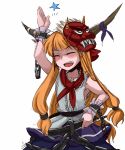  chains closed_eyes eyes_closed horns ibuki_suika mask oni_mask opagi orange_hair sketch touhou 