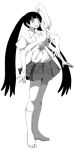  extra_arms footwear hands long_hair long_image monochrome monoko oso oso_(toolate) saliva simple_background skirt socks solo tall_image twintails very_long_hair yume_nikki 