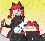  angry animal_ears bow braid cat_ears chibi kaenbyou_rin multiple_girls red_eyes red_hair redhead rodney slap slapping touhou twin_braids 