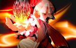  3d fire foreshortening fujiwara_no_mokou hair_ribbon mikumikudance profile ribbon solo strash touhou 