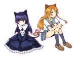  black_hair blue_eyes brown_hair cat_ears gokou_ruri gothic_lolita highres intertwined_tails kousaka_kirino kurosu_tsugutoshi lolita_fashion muneaki_hamatsu ore_no_imouto_ga_konna_ni_kawaii_wake_ga_nai red_eyes school_uniform serafuku tail 