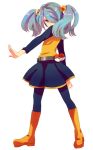  ace_trainer_(pokemon) ace_trainer_(pokemon)_(cosplay) alternate_costume bad_id blue_hair boots cosplay crossdressinging hair_over_one_eye inazuma_eleven inazuma_eleven_(series) kazemaru_ichirouta long_hair long_sleeves male masui pantyhose poke_ball pokemon pokemon_(game) pokemon_black_and_white pokemon_bw skirt solo trap twintails waist_poke_ball 