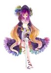  flower gradient_hair hat hijiri_byakuren long_hair mo2ica multicolored_hair scale scales sitting sword touhou weapon 