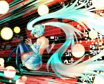  back bare_back bare_shoulders boots detached_sleeves dress eiji_(eiji) floating hatsune_miku long_hair solo thigh-highs thigh_boots thighhighs very_long_hair vocaloid 