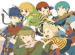  black_eyes black_hair blonde_hair blue_eyes blue_hair cape child earrings fire_emblem fire_emblem:_mystery_of_the_emblem fire_emblem:_souen_no_kiseki gloves hat headband ike jewelry link lucas marth mother_(game) mother_2 mother_3 ness nikayu nintendo pointy_ears smile super_smash_bros. the_legend_of_zelda toon_link twilight_princess wind_waker 