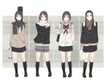  blazer footwear kajiki long_hair multiple_girls original pleated_skirt scarf school_uniform serafuku skirt socks 