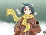  frown kanno_naoe satou_atsuki scarf shimohara_sadako strike_witches striped striped_scarf 