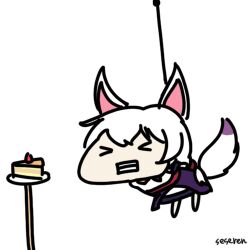 >_< 1girl animal_ears animated_gif cake cake_slice honkai_(series) honkai_impact_3rd seseren theresa_apocalypse tied_up