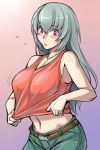  adult armpits bare_shoulders blush breasts large_breasts midriff navel panties red_eyes rozen_maiden rozenweapon silver_hair suigintou tank_top underwear 