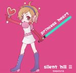  boots costume elbow_gloves energy_sword english gloves heart heather_mason silent_hill silent_hill_3 solo sword weapon 