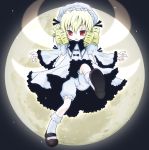  :3 ayano_rena blonde_hair bloomers drill_hair flying hat luna_child mary_janes moon red_eyes shoes solo touhou wings 