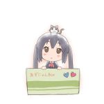  :&lt; animal_on_head black_hair blazer box brown_eyes cat cat_on_head chibi errant girl_in_a_box heart in_box in_container k-on! nakano_azusa school_uniform simple_background twintails 
