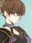  bad_id brown_eyes brown_hair cigarette doraeshi final_fantasy final_fantasy_xi glasses hume pauldron pauldrons semi-rimless_glasses under-rim_glasses 