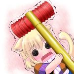  animal_ears arm_warmers blonde_hair blush cat_ears cat_tail chibi extra_ears fang hoshizuki_(seigetsu) kemonomimi_mode mizuhashi_parsee open_mouth piko_piko_hammer pointy_ears puru-see scarf seigetu short_hair solo squeaky_mallet tail touhou trembling 
