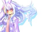  alls animal_ears aqua_hair blush bunny_ears hand_on_own_face hand_to_face necktie orange_eyes reisen_udongein_inaba sketch smile solo touhou 