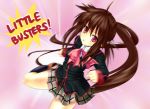  kicking kotsu little_busters!! long_hair motion_blur natsume_rin ponytail red_eyes school_uniform 