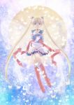  bishoujo_senshi_sailor_moon blonde_hair blue_eyes boots butterfly_wings choker double_bun earth elbow_gloves gloves highres hug jewelry lazy_orange long_hair magical_girl moon sailor_moon sailor_senshi super_sailor_moon tiara tsukino_usagi twintails wings 