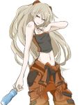  alternate_hair_color artist_request bare_shoulders blonde_hair blue_eyes bottle cleavage_reach crop_top flat_chest hair_ornament jumpsuit long_hair midriff navel neon_genesis_evangelion plugsuit rough silver_hair sketch smile solo soryu_asuka_langley souryuu_asuka_langley tank_top tattoo tied_shirt undressing 