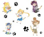  5girls aino_minako animal_ears bishoujo_senshi_sailor_moon cat_ears catgirl chibi eating hino_rei kino_makoto meat mizuno_ami multiple_girls tail tsukino_usagi 