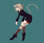  1boy animal_ears black_clothes brown_hair cat_ears curly_hair hunter_x_hunter looking_at_viewer nefelpitou pose red_eyes shoes smile solo sukasshu tail 