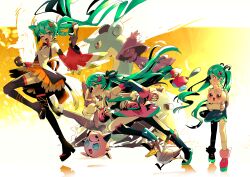  absurdres after_epochs_(vocaloid) aqua_eyes aqua_hair aqua_necktie black_thighhighs breasts closed_mouth collared_shirt commentary_request detached_sleeves farfetch'd fingerless_gloves full_body gloves hair_ornament hatsune_miku hayato_noda highres ho-oh holding holding_poke_ball igglybuff jigglypuff lapras long_hair long_sleeves looking_at_viewer looking_to_the_side lopunny mega_lopunny mismagius necktie one_eye_closed open_mouth pink_gloves pink_skirt poke_ball pokemon pokemon_(creature) porygon2 project_voltage red_sleeves running shirt skirt sleeveless sleeveless_shirt small_breasts smile thigh-highs very_long_hair vocaloid 