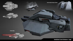  3d caldari_state_(eve_online) camera cannon commentary concept_art dust_514 english_commentary english_text eve_online gradient_background grey_background grey_theme highres machine no_humans official_art realistic science_fiction weapon 