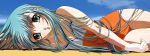  absurdres bare_shoulders casual_one-piece_swimsuit dual_monitor gotoh_keiji highres kiddy_grade long_hair long_image lumiere lying on_side one-piece_swimsuit swimsuit thigh_gap very_long_hair wallpaper wide_image 
