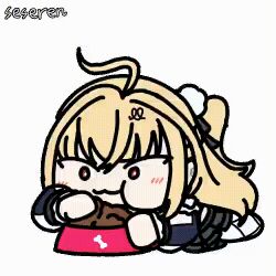 1girl animated_gif cissia_(zenless_zone_zero) eating long_hair seseren zenless_zone_zero