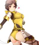  armor ass bad_id brown_eyes brown_hair female hair_ornament heart komekei leotard looking_back nene nene_(sengoku_musou) scarf sengoku_musou sengoku_musou_2 sengoku_musou_3 short_hair shoulder_pads simple_background smile solo 