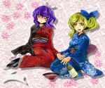  japanese_clothes kimono multiple_girls sake siblings sisters sitting takeko touhou watatsuki_no_toyohime watatsuki_no_yorihime 