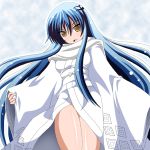  blue_hair blush character_request imai_kazunari japanese_clothes long_hair nurarihyon_no_mago open_mouth scarf snow solo yellow_eyes yuki_onna_(nurarihyon_no_mago) 