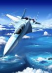  airplane cloud clouds condensation_trail contrail fighter_jet flying jet military missile original sky su-33 yonasawa 